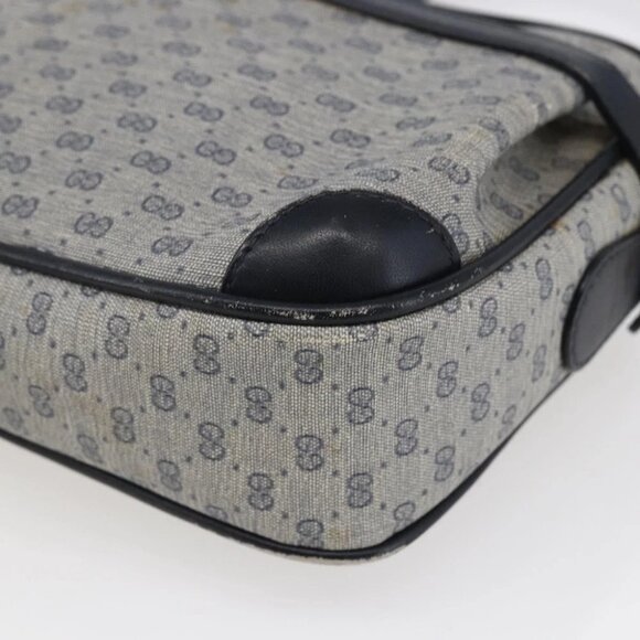 GUCCI Micro GG Canvas Shoulder Bag PVC Leather Navy - Picture 12 of 16